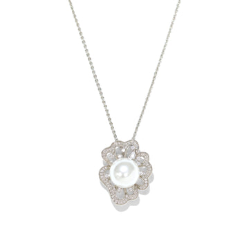 S925 silver faux pearl zircon necklace