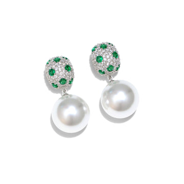S925 silver faux pearl zircon earrings