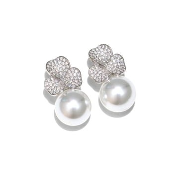 S925 silver faux pearl zircon earrings