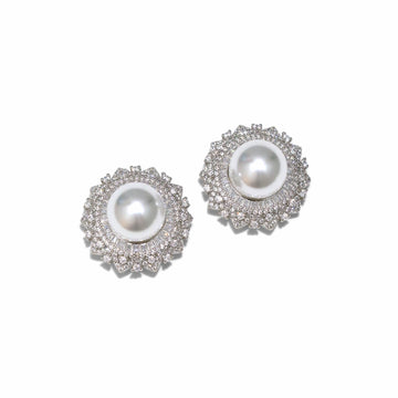 S925 silver faux pearl zircon earrings
