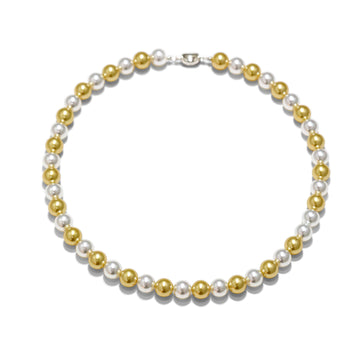 S925 silver faux pearl  zircon necklace