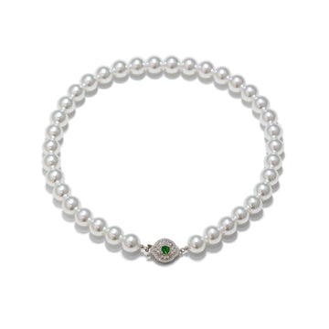 S925 silver faux pearl zircon necklace