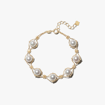 18K yellow Gold South Sea Cultured akoya Pearl And bracelet