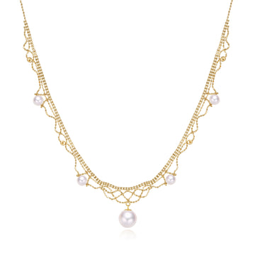 18K yellow gold akoya Pearl And necklace