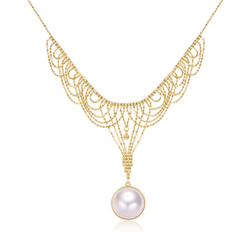 18K yellow gold mabe Pearl And necklace