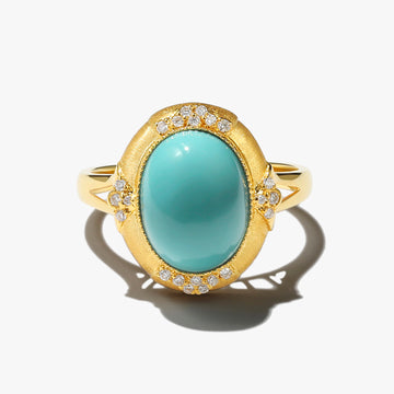 18k yellow gold diamond with calaite ring