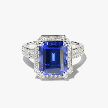 18k white gold diamond and sapphire ring