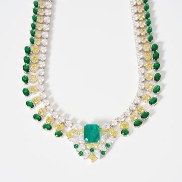 S925 silver artificial gemstone necklace