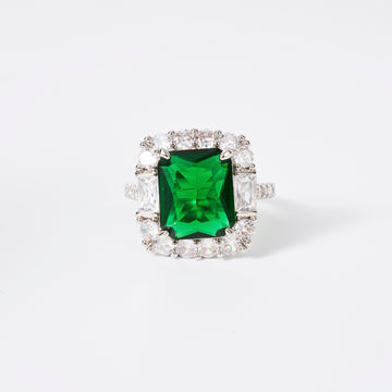 S925 silver artificial gemstone ring