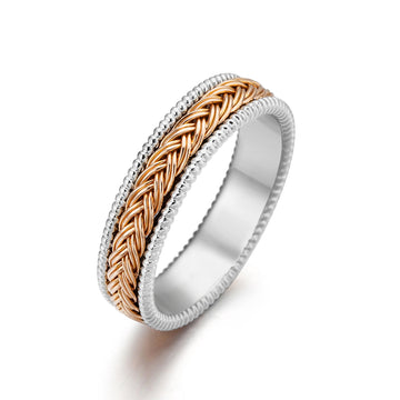 18k hand knitting white gold ring