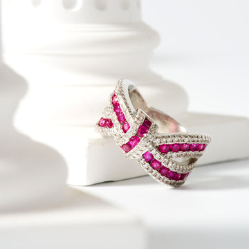 S925 silver artificial gemstone ring