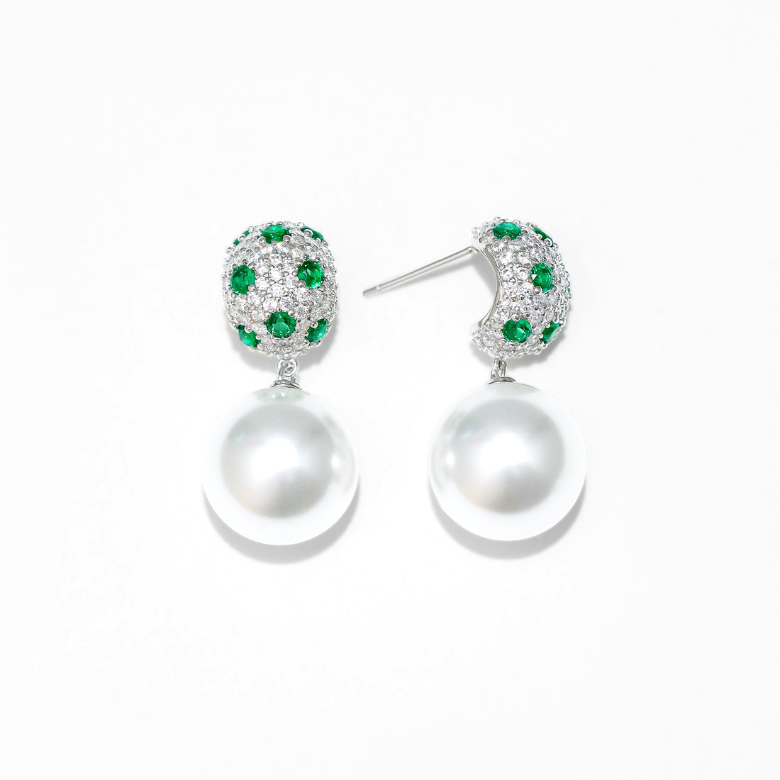 S925 silver faux pearl  zircon earrings