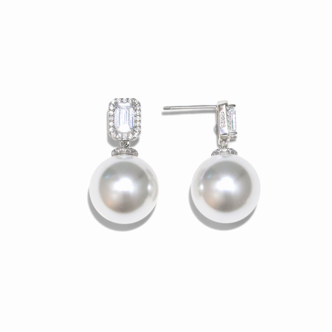 S925 silver faux pearl  zircon earrings