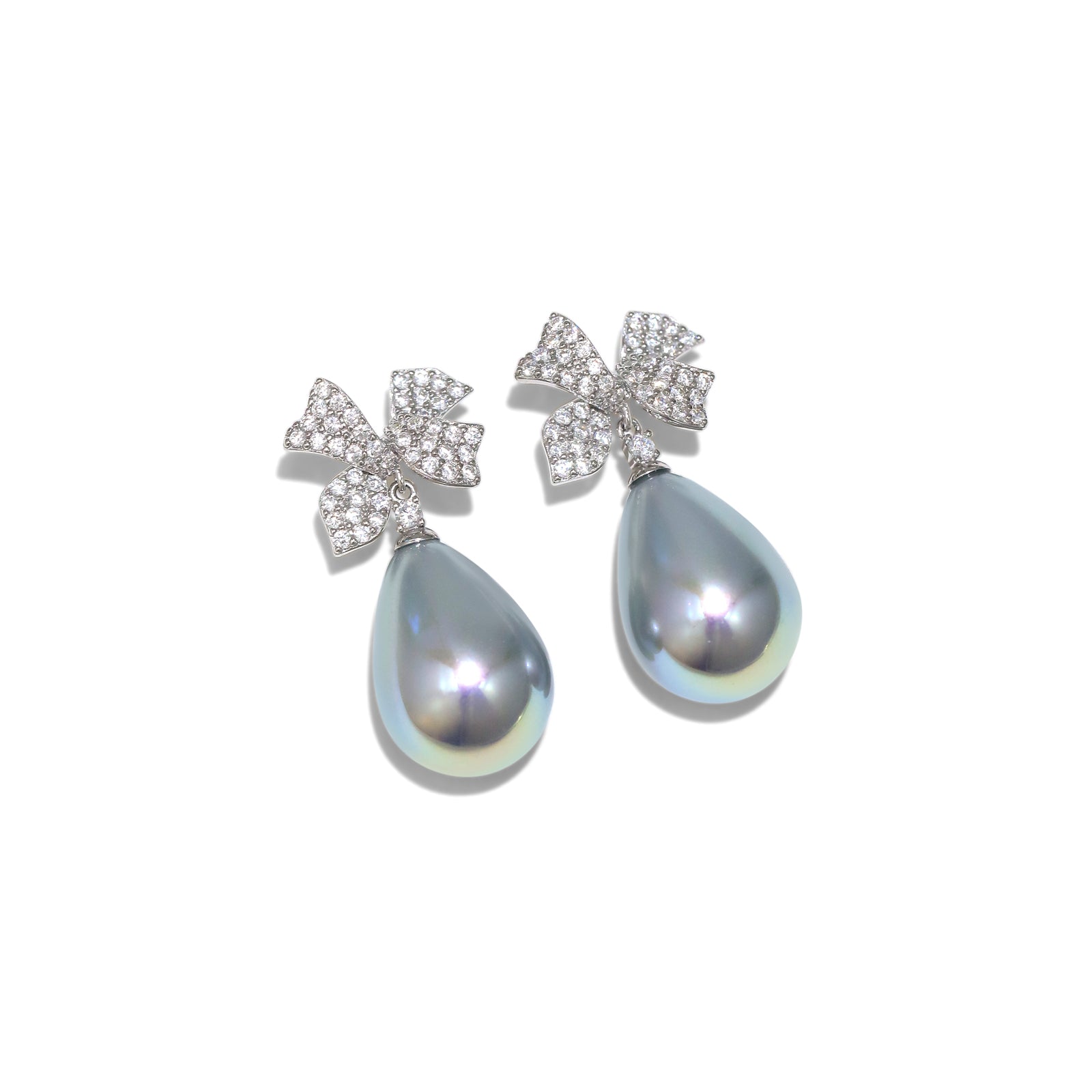 S925 silver faux pearl  zircon earrings