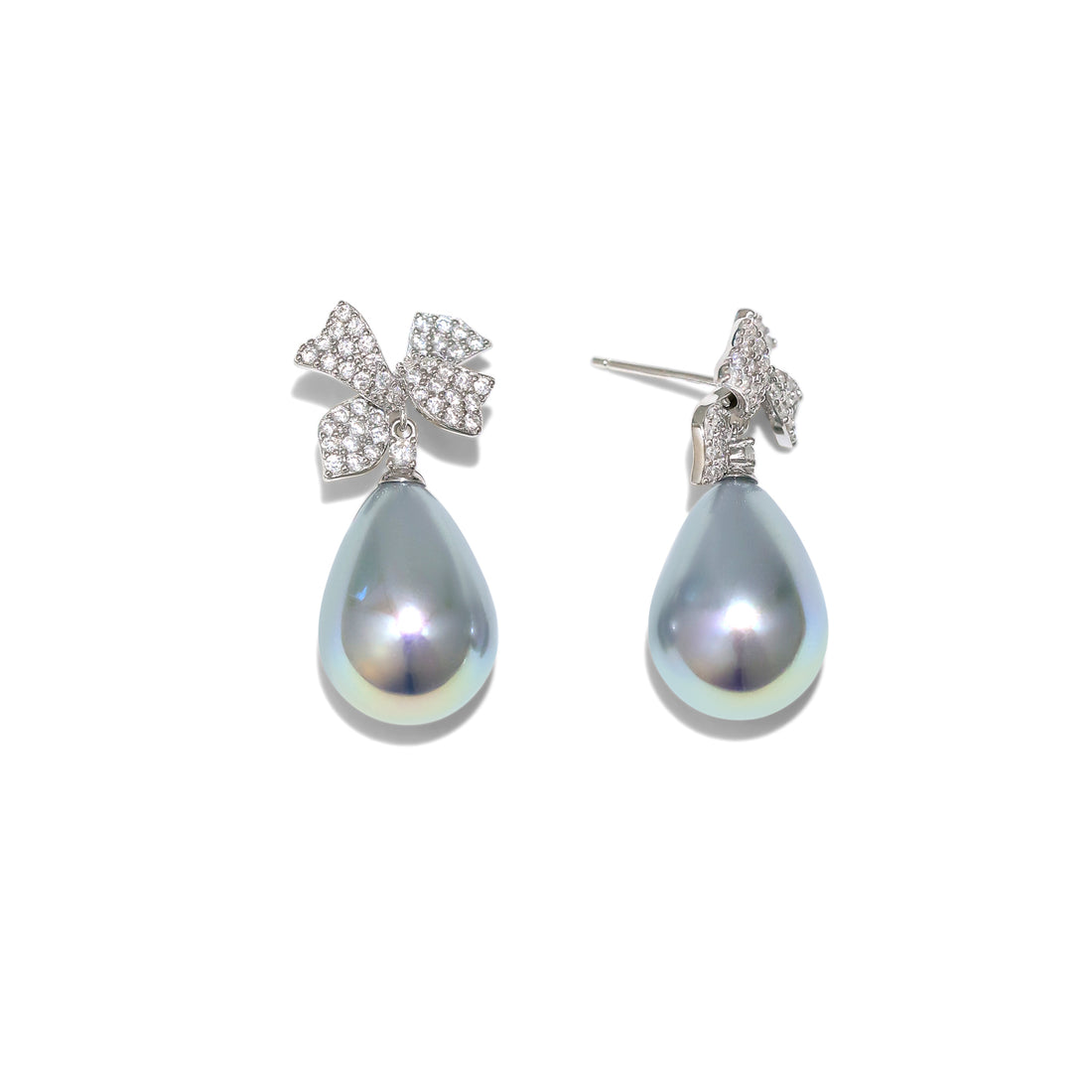 S925 silver faux pearl  zircon earrings