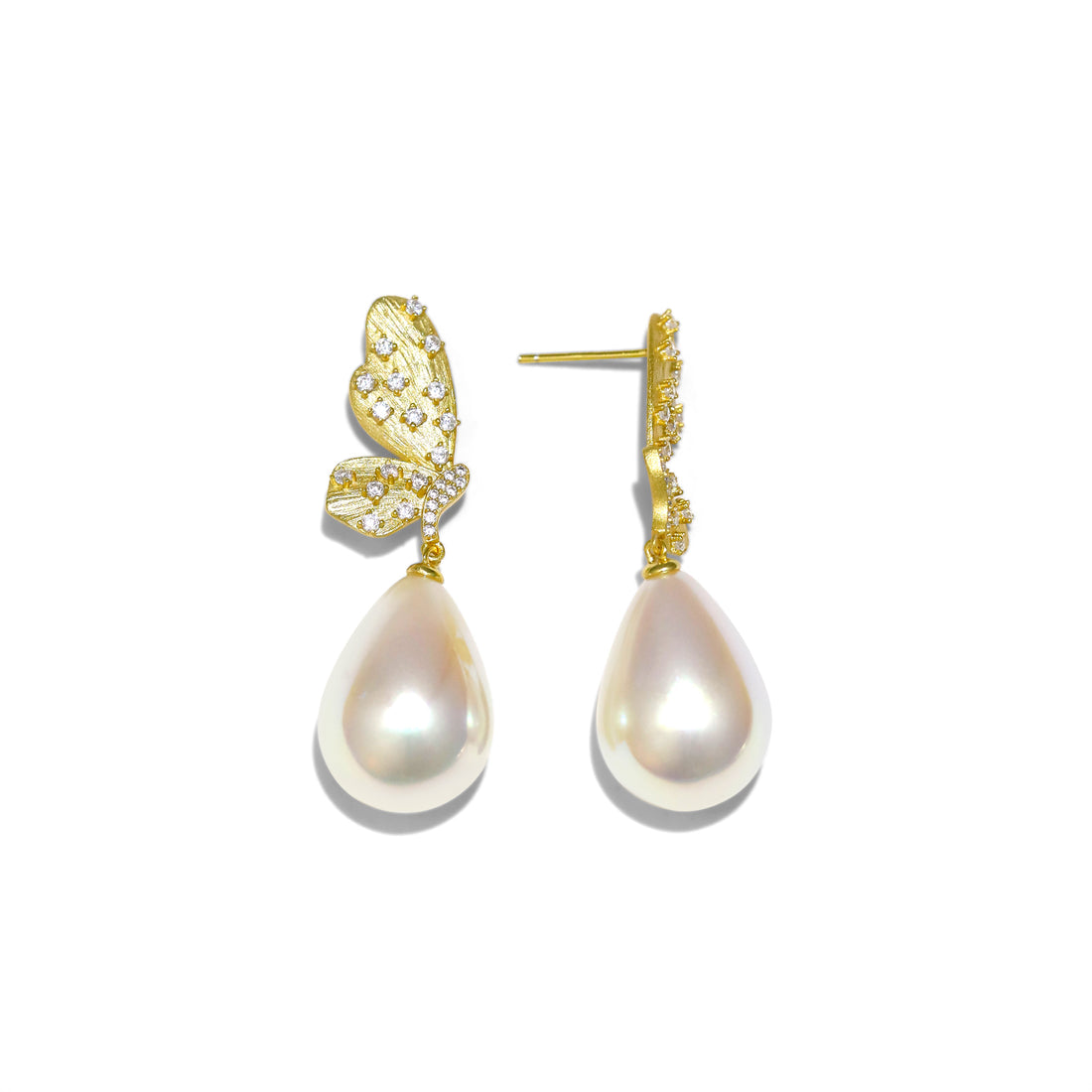 S925 silver faux pearl  zircon earrings