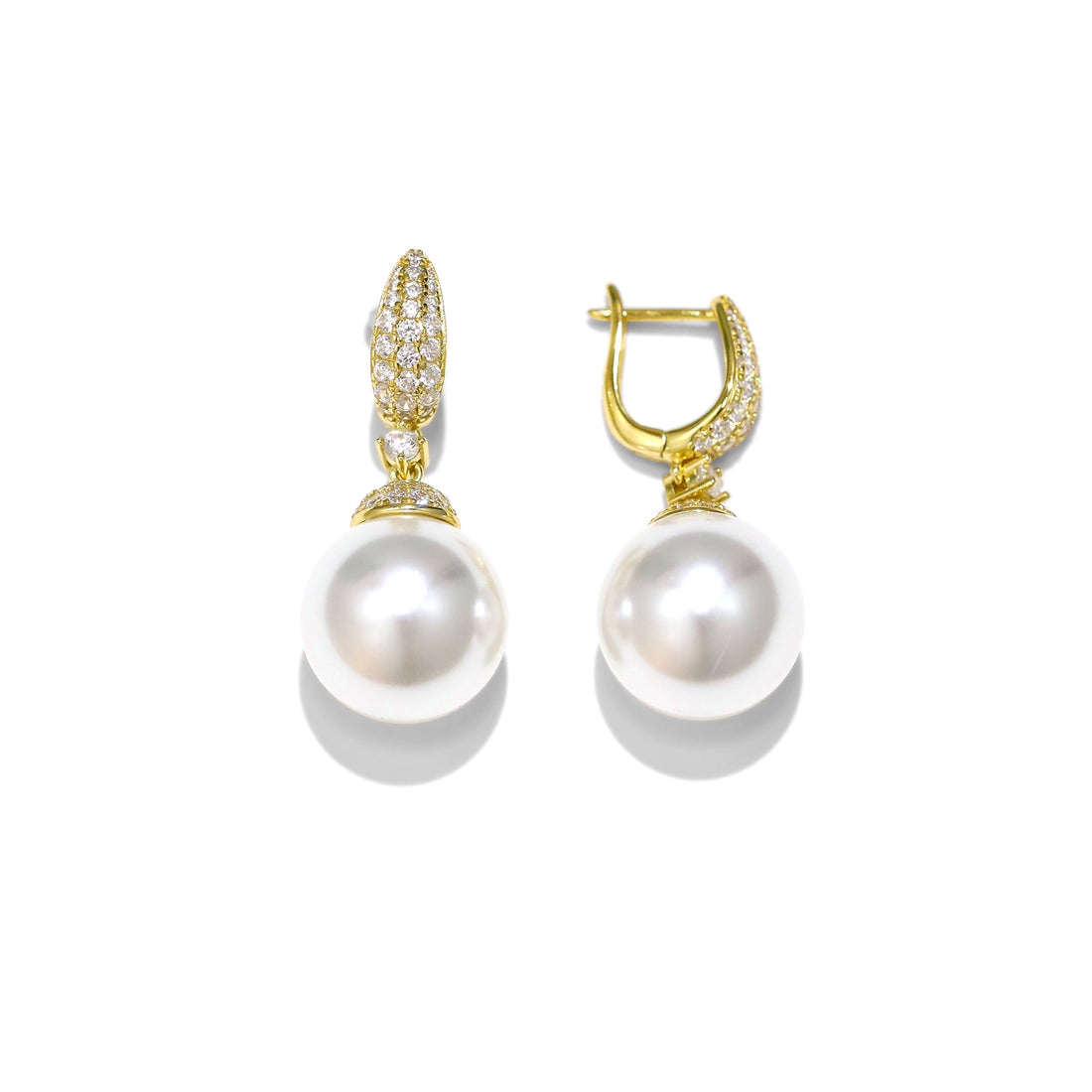 S925 silver faux pearl  zircon earrings