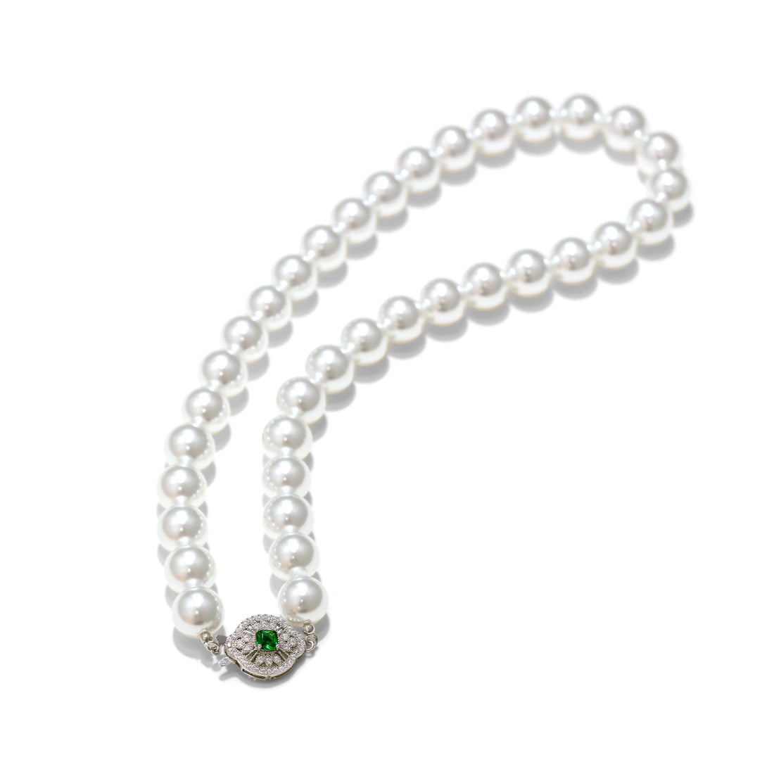 S925 silver faux pearl  zircon necklace