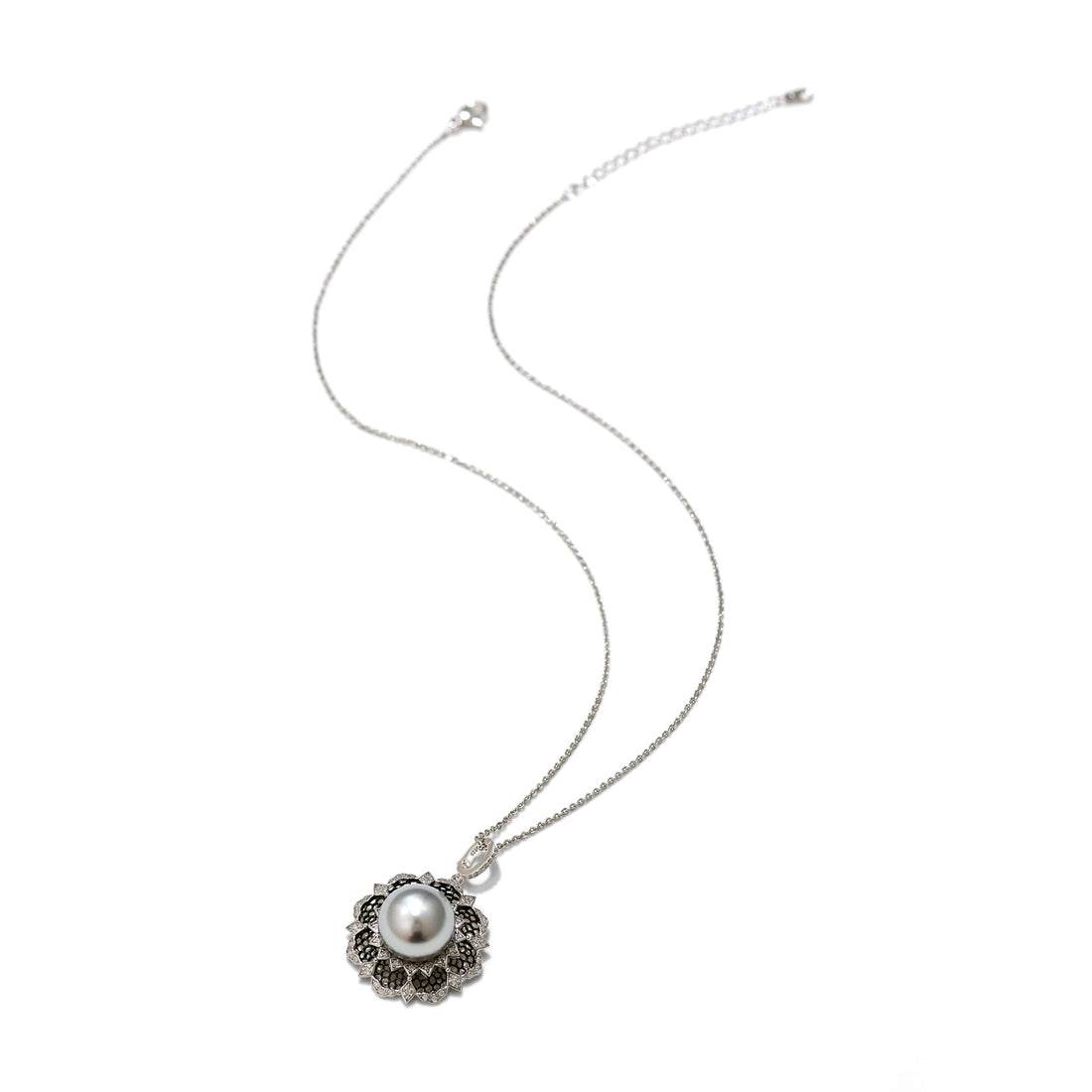 S925 silver faux pearl  zircon necklace