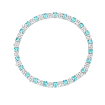 18k white gold lab diamond and paraiba necklace