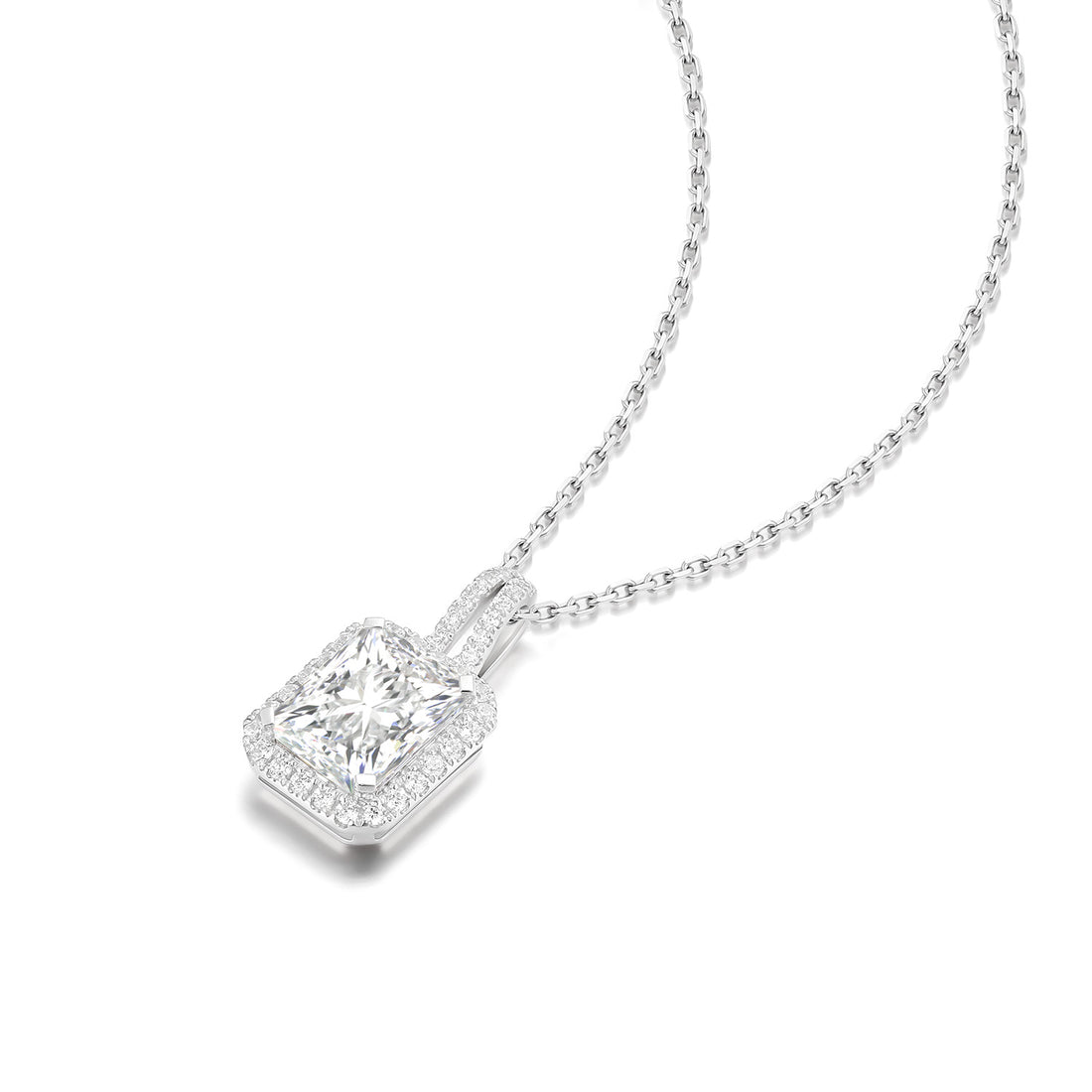 18k white gold lab diamond  necklace