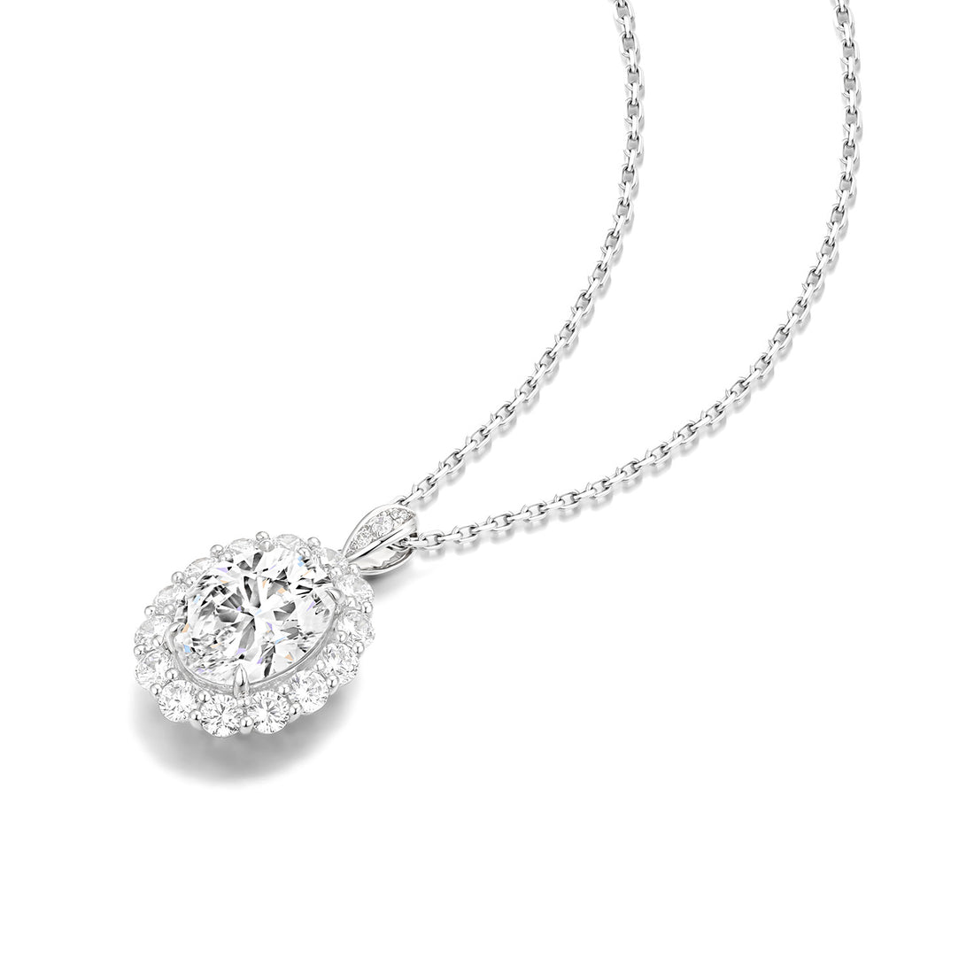 18k white gold lab diamond  necklace