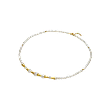 24K yellow gold freshwater pearl necklace