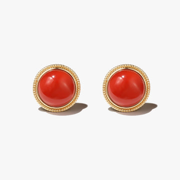 18k yellow gold  aka red coral errings