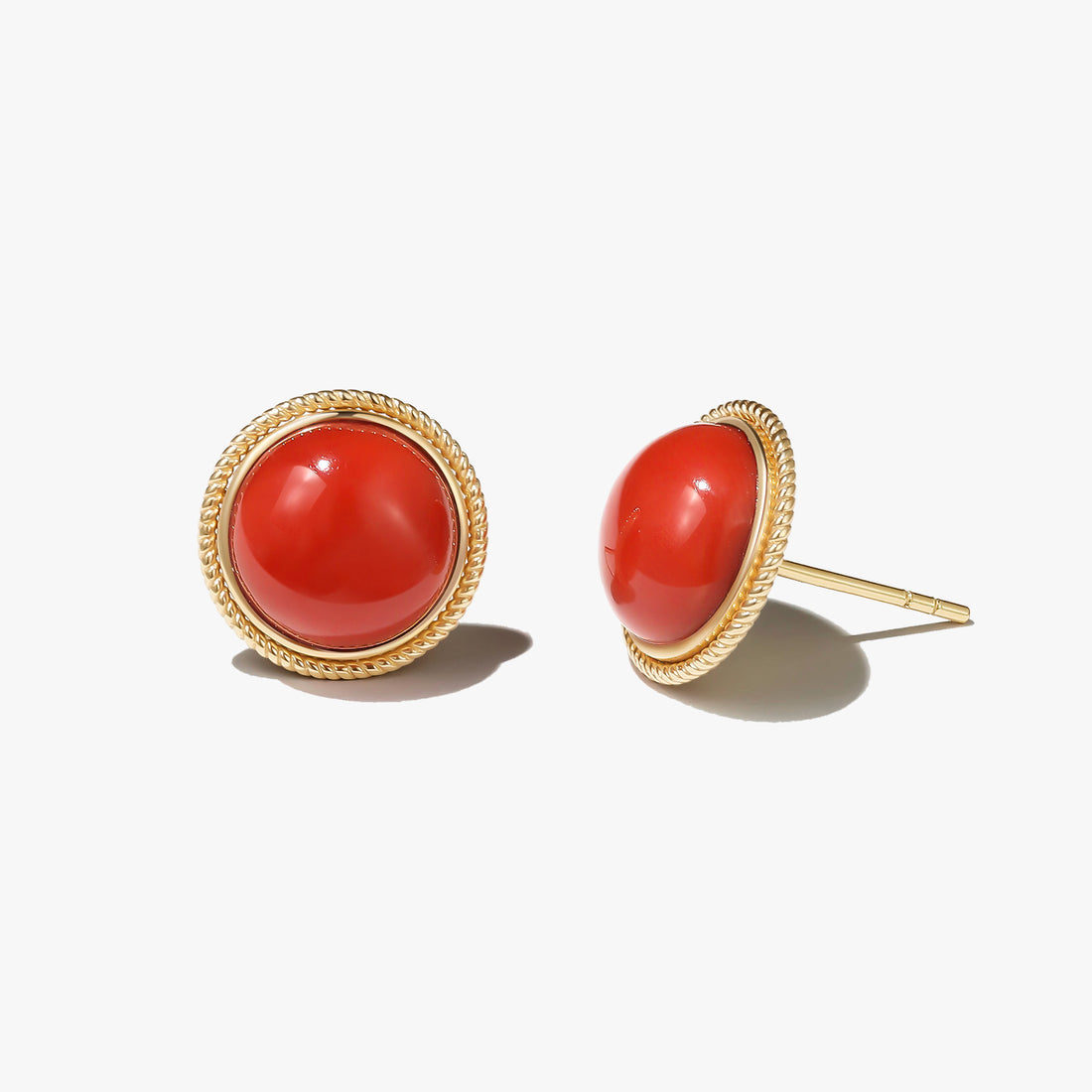 18k yellow gold  aka red coral errings