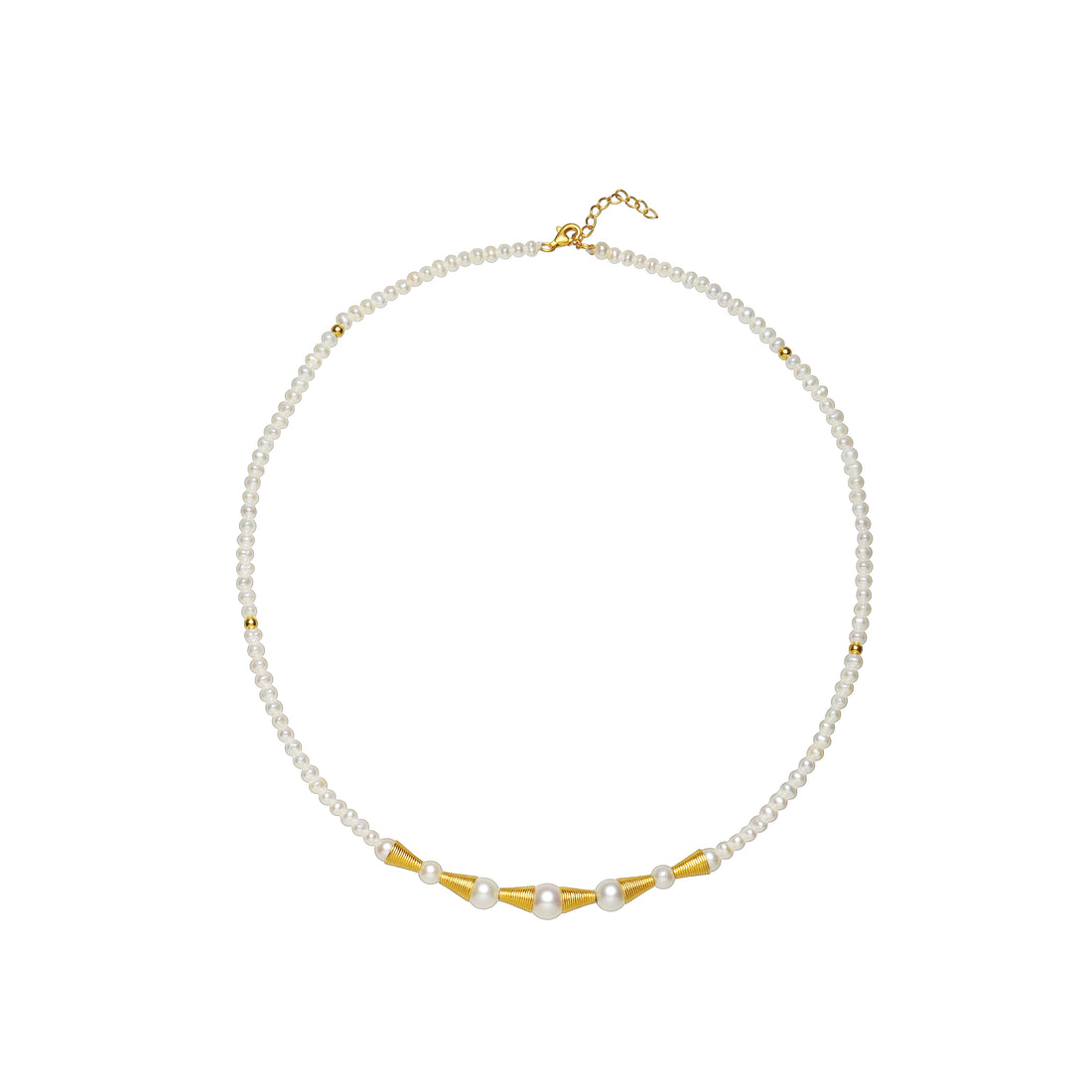 24K yellow gold freshwater pearl necklace