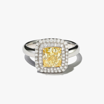 18k white gold  and yellow diamond ring