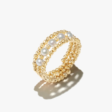 18K yellow gold  Sea Cultured akoya pearl ring