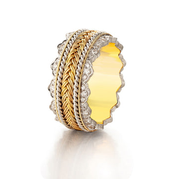 18k hand knitting yellow gold diamond ring