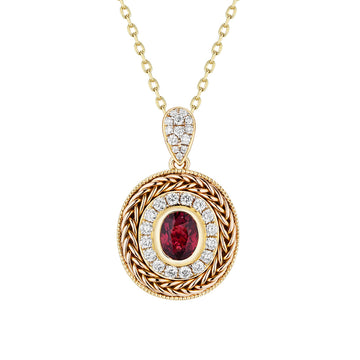 18k hand knitting yellow gold with ruby necklace