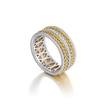 18k hand knitting yellow gold diamond  ring